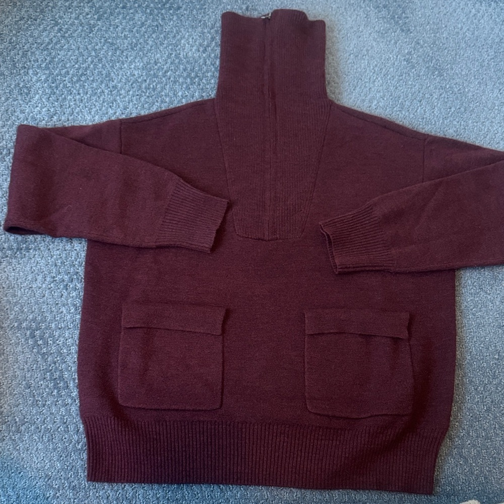 Simply Vera Vera Wang Deep Burgundy 1/4 zip Turtleneck Sweater
